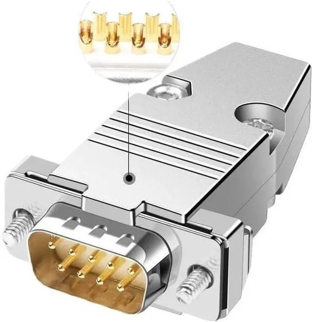 Main image of Metal DB9 Serial Plug Connector Gold-Plated 2 Rows 9 Pin RS232 Connectors Male Female DB 9 PLC Serial Adapter with Shell(S-Male)
