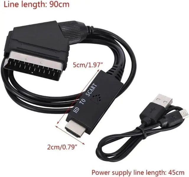 Alt view image 6 of 6 - Display Conversion Line to Scart Adapter Converter Compatible for HDMI-Compatible 1.3 Monitor Conversion Cable