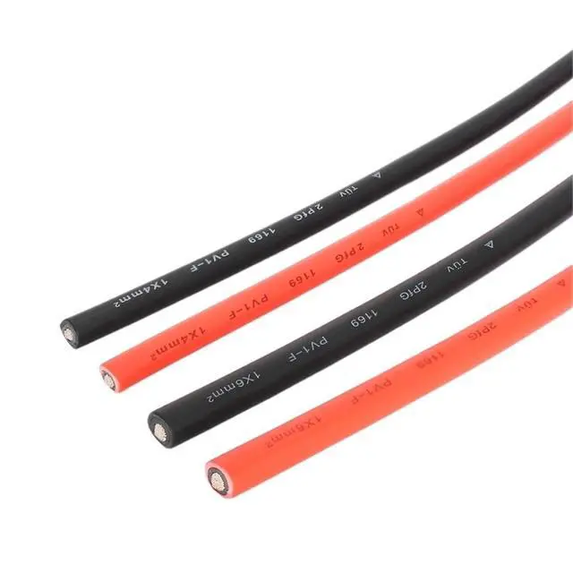 Alt view image 5 of 6 - 1500V 4mm2 6mm2 12/10 AWG Solar Cable Photovoltaic Wire Red+Black Cable Tinned Copper XLPE Jacket for PV Panels TUV Certifiction(10m red Black 6mm2)
