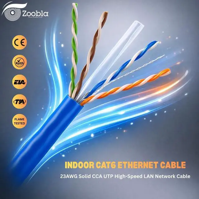 Alt view image 3 of 7 - | Indoor CAT6 Ethernet Cable 1000ft (305m) 23AWG Solid CCA UTP, LDPE Weatherproof Jacket, High-Speed LAN Network Cable for Router, Switch, IP Camera, PoE Wooden Reel