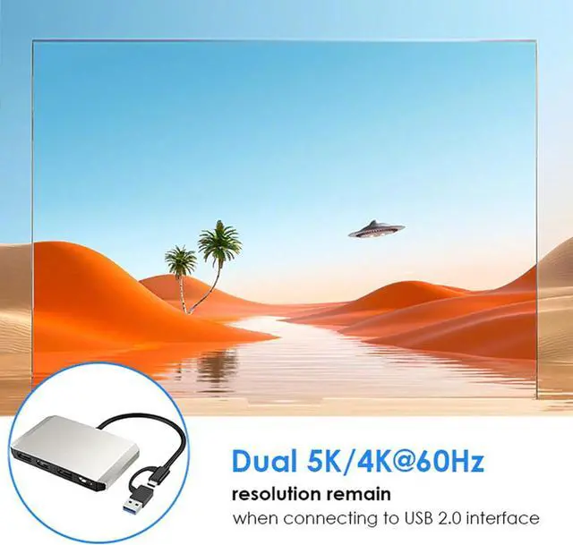 Alt view image 5 of 7 - Luocute USB C USB 3.0 to Dual 4K DisplayPort Adapter, 4K 60Hz Hybrid 2-in-1 Cable for & OS X Systems, Aluminum Alloy Material, Ideal for High Performance Workspaces