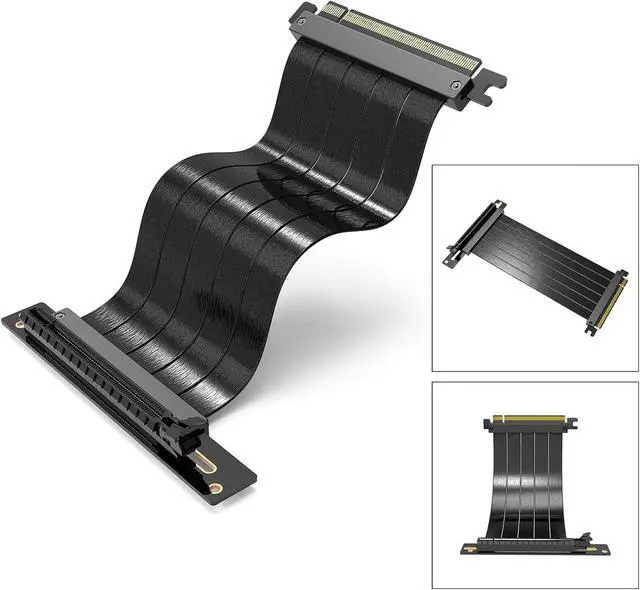 Alt view image 2 of 7 - GPU Vertical Bracket Extension Cable 90°/180° GPU Extension Line Shielded Computer PCIe3.0 X16 VGA Card Bracket Mount