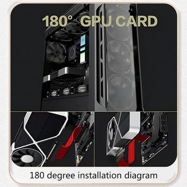 Alt view image 4 of 7 - GPU Vertical Bracket Extension Cable 90°/180° GPU Extension Line Shielded Computer PCIe3.0 X16 VGA Card Bracket Mount