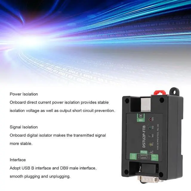 Alt view image 3 of 7 - Jectse USB to RS232 PRO Serial Converter Module, Integrated Power Isolation Serial Adapter Module with Rail DB9 Male USB B Connector, Outstanding Performance