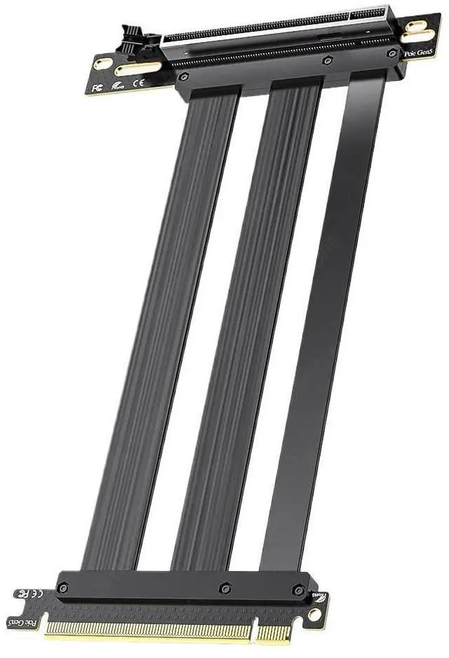 Main image of PCIe 5.0 X16 Cable - Gen 5 GPU Extension Cable for PCIe 5.0/4.0, WRX80/TRX40, 4090/5090 & RX 7900 XTX 90° Angle(15cm,5.0 X16 BK)
