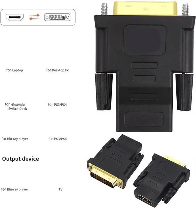 Alt view image 4 of 5 - DVI-D 24+1 to HDMI-Compatible Cable Adapter 1080P Male to Female Video Converter 24K Gold Plated Plug for HDTV Projector Monitor