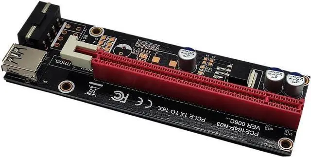 Alt view image 5 of 6 - USB 3.0 MI NI PCI-E Riser Card PCI x16 Extender PCIE Riser Adapter Card Power Cabl SATA to 6pin Power