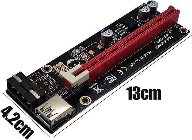 Alt view image 6 of 6 - USB 3.0 MI NI PCI-E Riser Card PCI x16 Extender PCIE Riser Adapter Card Power Cabl SATA to 6pin Power