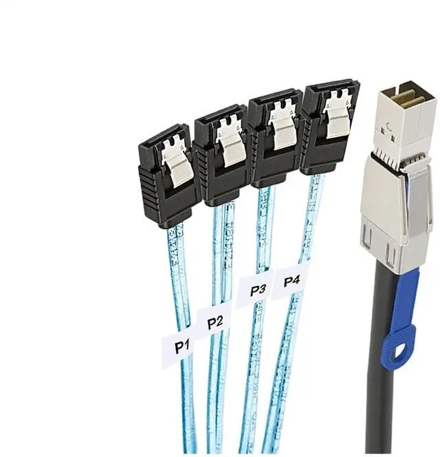 Alt view image 2 of 6 - S/AS HD SFF-8644 to 4 X SATA 7Pin Hard Disk Cord 12Gbps Server External Hard Disk High-Speed Cord 3.33TF/1M