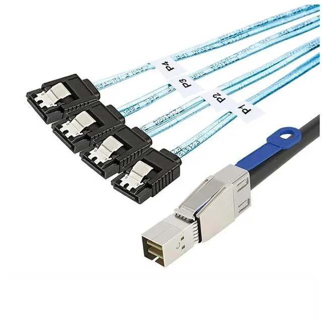 Alt view image 4 of 6 - S/AS HD SFF-8644 to 4 X SATA 7Pin Hard Disk Cord 12Gbps Server External Hard Disk High-Speed Cord 3.33TF/1M