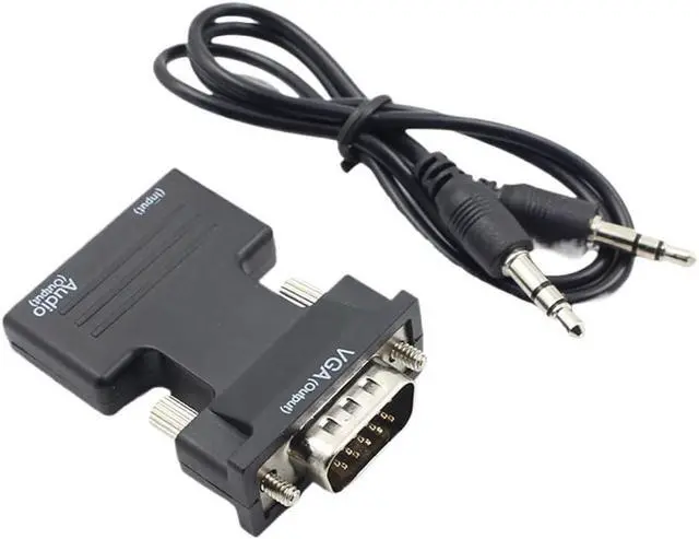 Alt view image 2 of 6 - HDMI-Compatible Female to VGA Male Converter 3.5mm Audio Adapter Support 1080P Signal Output Convertor with Audio Cables