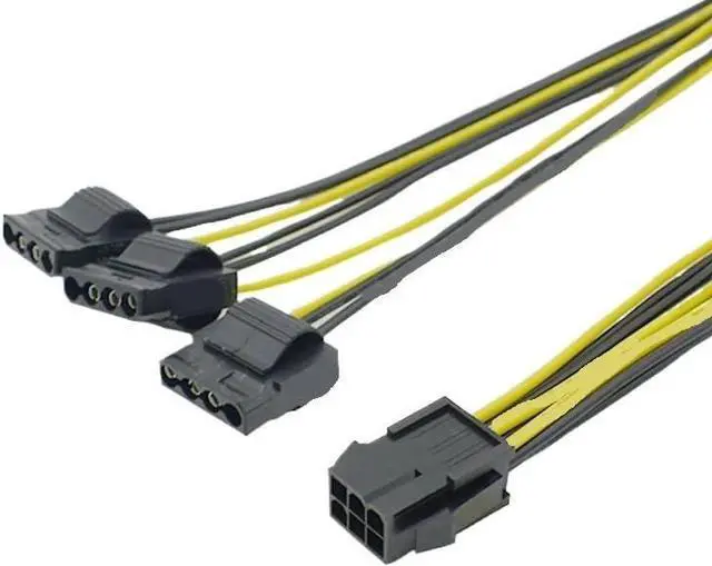 Main image of 4P Power Cable 6P Male to Three Large 4 Pin Graphics Card Power Supply Adapter Miner Cables Converter 20cm