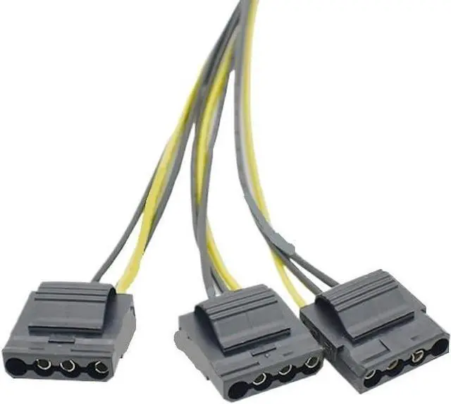 Alt view image 2 of 4 - 4P Power Cable 6P Male to Three Large 4 Pin Graphics Card Power Supply Adapter Miner Cables Converter 20cm