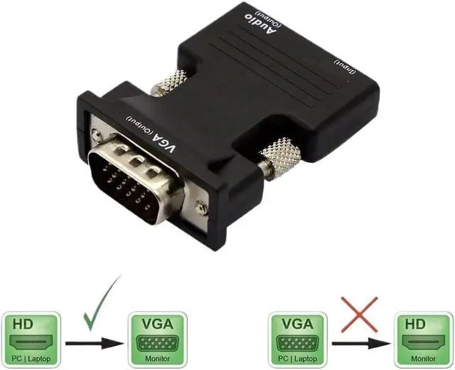 Alt view image 4 of 6 - HDMI-Compatible Female to VGA Male Converter 3.5mm Audio Adapter Support 1080P Signal Output Convertor with Audio Cables