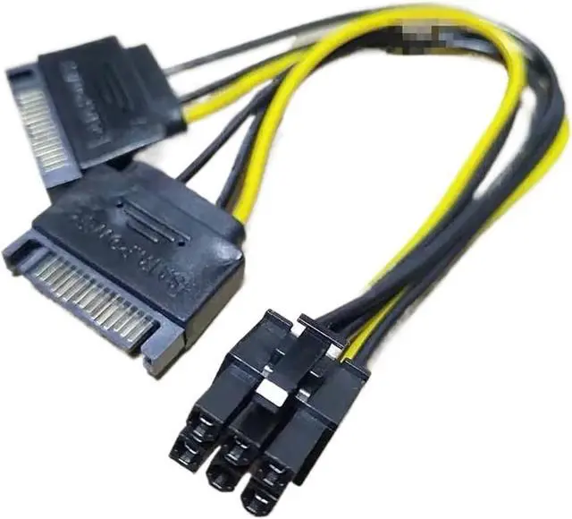 Alt view image 4 of 5 - 2x15Pin SATA to 6/8 Pin PCI-E SATA Cable Power Splitter Cable Power Supply Cable SATA Adapter Cable Graphics Card Power Cord(to 8 Pin)