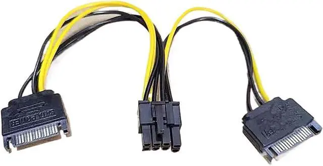 Alt view image 5 of 5 - 2x15Pin SATA to 6/8 Pin PCI-E SATA Cable Power Splitter Cable Power Supply Cable SATA Adapter Cable Graphics Card Power Cord(to 8 Pin)