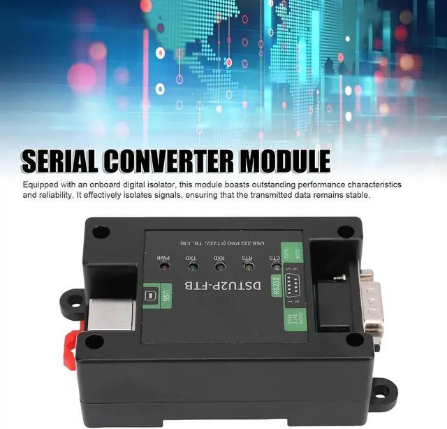 Alt view image 3 of 7 - Diydeg Serial Converter Module, USB to RS232 PRO Serial Adapter Module with Rail DB9 Male USB B Connector, Integrated Power Isolation