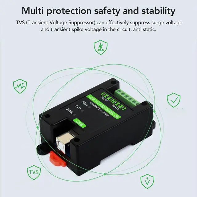 Alt view image 2 of 7 - Luocute USB to RS485 RS232 Converter Industrial Grade Isolated USB Adapter with 3 LED Indicator for OS X for Linux for Android, FT232RNL Chip Industrial Grade Isolated Converter