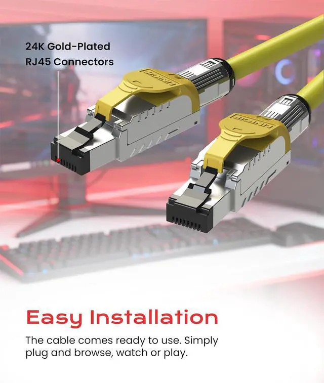 Alt view image 7 of 7 - LINKUP Cat 8 Ethernet Cable | Long Internet Cord | High Speed LAN Connection | RJ45 connectors | Use with Cat 5/ Cat 6/ Cat 7 | Optimal for Gaming