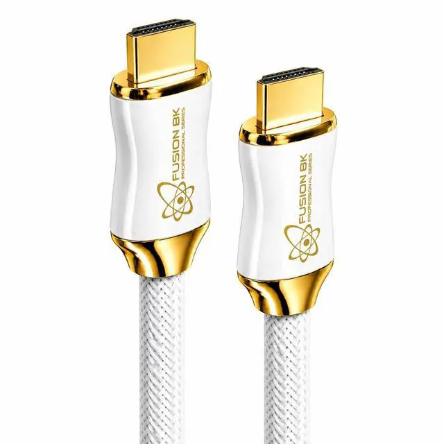 Alt view image 2 of 7 - Fusion8K White HDMI 2.1 Cable 10 Feet - Certified 48Gbps 8K@60Hz 4K@120Hz 10K | HDR Dolby Vision eARC | Braided Cord for PS5 Xbox Series X Apple TV 4K