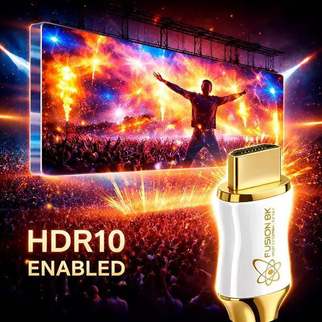 Alt view image 6 of 7 - Fusion8K White HDMI 2.1 Cable 10 Feet - Certified 48Gbps 8K@60Hz 4K@120Hz 10K | HDR Dolby Vision eARC | Braided Cord for PS5 Xbox Series X Apple TV 4K