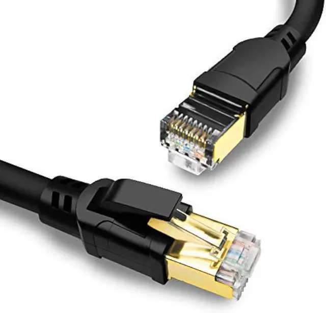 Main image of Yauhody CAT 8 Ethernet Cable 100FT, High Speed 40Gbps 2000MHz SFTP Internet Network LAN Wire Cables with Gold Plated RJ45 Connector for Router, Modem, PC, Switches, Hub, Laptop (30m/100ft) Black