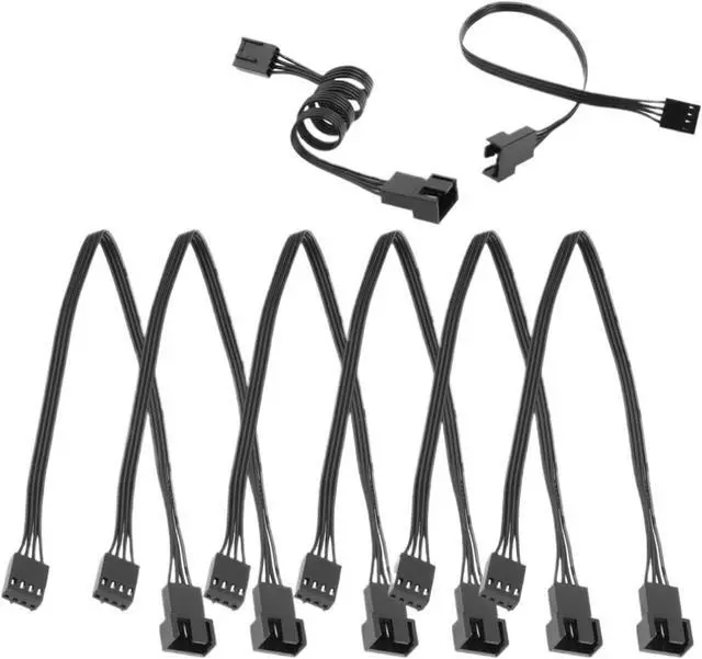 Alt view image 2 of 7 - 25cm Motherboard 4Pin Female to PWM Fan Male Power Extension Cable Adapter Splitter Extension Wire Cord Cooling Parts(6pcs)