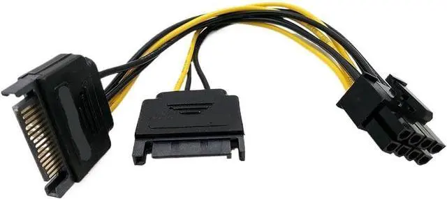 Alt view image 2 of 6 - 2pcs Dual 15Pin SATA Male to PCIe 8Pin Male PCI PCI-E Video Card Splitter Adapter Power Supply Cable