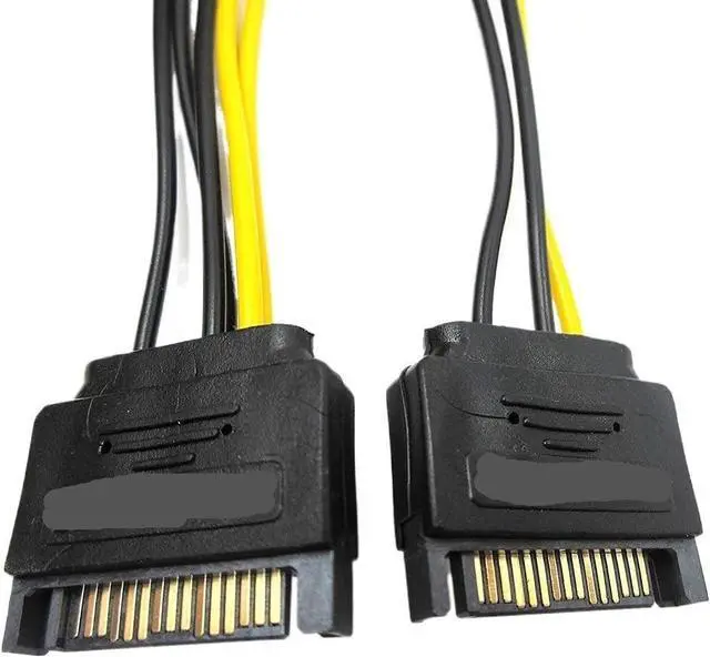 Alt view image 3 of 6 - 2pcs Dual 15Pin SATA Male to PCIe 8Pin Male PCI PCI-E Video Card Splitter Adapter Power Supply Cable