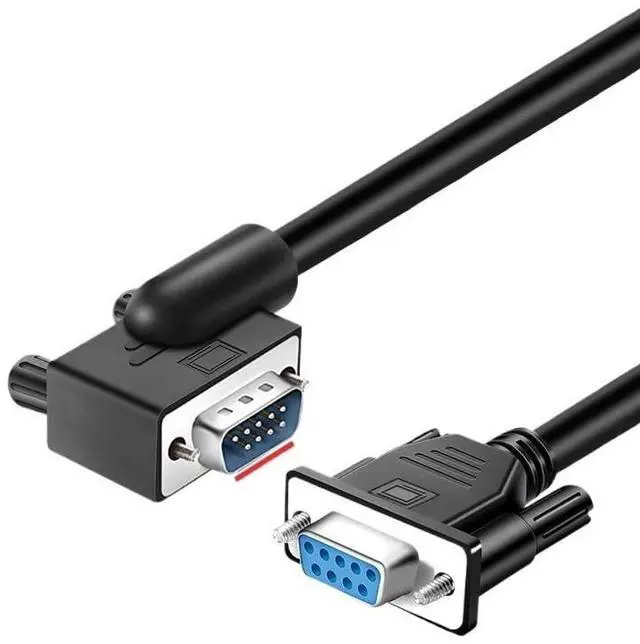 Main image of RS232 DB9 Elbow Serial Port Cable Male to Female Extension Data Wire Black p/;vc(MF-D,1.5M)