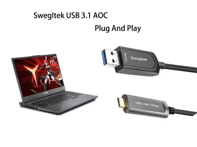 Alt view image 5 of 7 - Fiber Optic USB A to USB C Cable(50ft),10Gbps High-Speed USB C Cable,Compatible with Industrial Camera,Machine Vision,Medical Security,Broad Casting,Printer,Scanner,Touch Screen,Game Controller