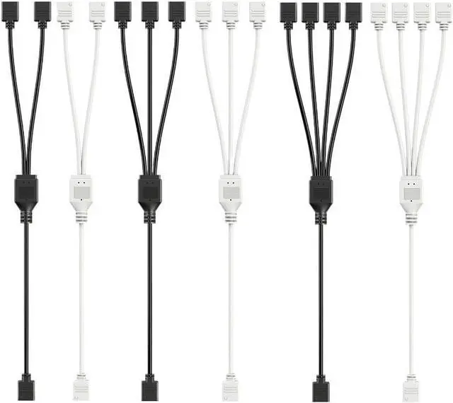 Main image of ARGB Multi Splitter 5V 3PIN Connector 1 to 2/3/4 Chassis Fan Splitter Synchronization Tensile(1 to 2,White)