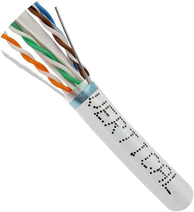 Alt view image 2 of 4 - Vertical Cable Cat6A 10G, Shielded, 23AWG, Solid Bare Copper, PVC, 1000ft, Bulk Ethernet Cable, White