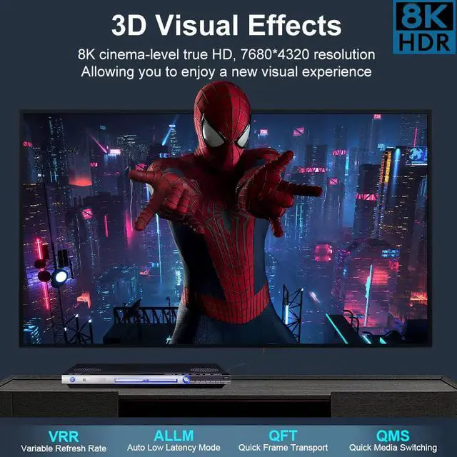 Alt view image 3 of 7 - 8K HDMI Fiber Optic Cable 30m(98.4ft), HDMI 2.1 Ultra High Speed 48Gbps 8K60Hz 4K120Hz Slim Braided Cable HDR/eARC HDCP 2.2/3D Compatible with PS3/4, Xbox, Projector, TV, DVD Player