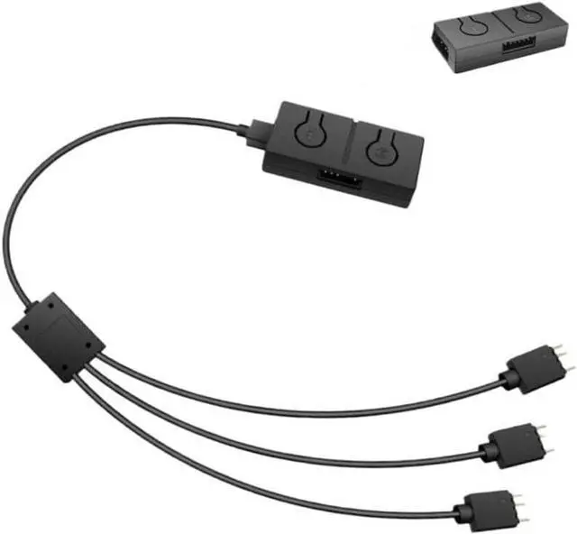 Main image of 3pin to 4pin ARGB Fan Adapter with Built-in 50 Color Modes for Motherboard Sync 5V to 12V RGB Converter