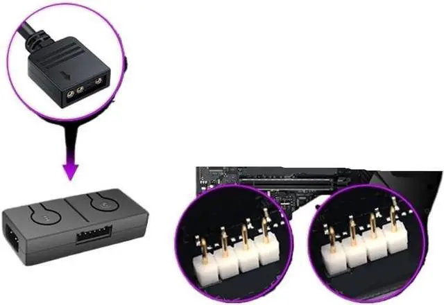 Alt view image 2 of 6 - 3pin to 4pin ARGB Fan Adapter with Built-in 50 Color Modes for Motherboard Sync 5V to 12V RGB Converter
