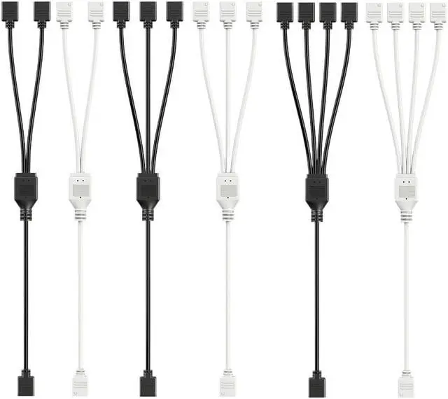 Alt view image 3 of 7 - Splitter 5V 3 Pin 2 All Mainboard ARGB Extension Cable 1 to 2/3/4 with Pin Desktop PC DIY Tools(Black 1 to 4)