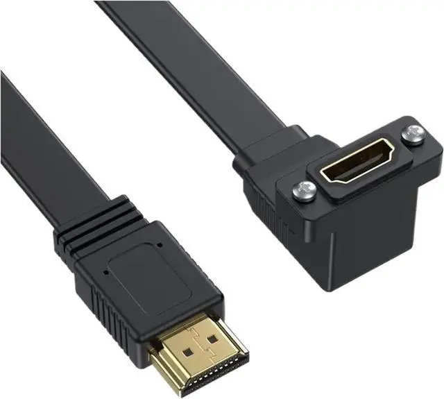 Main image of Flat HDMI Compatible Version 2.0 Male Female Extension Cable with Fixed Screw ho/*le Chassis Panel Cable Support 4K 60Hz(F Down)