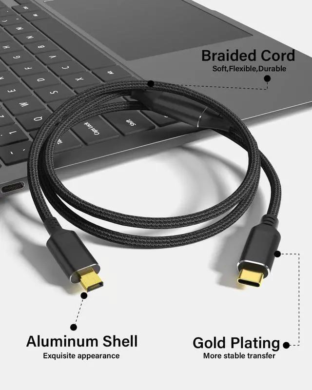 Alt view image 3 of 7 - 4K@60Hz Micro HDMI to USB C Cable 3.3FT, Bidirectional Video/Audio Screen Mirroring Adapter, Compatible with Samsung S22/S23, iPad Pro, MacBook, Laptops to Connect Monitors/TVs/Projectors