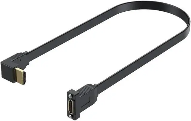 Alt view image 5 of 7 - Flat HDMI Compatible Version 2.0 Male Female Extension Cable with Fixed Screw ho/*le Chassis Panel Cable Support 4K 60Hz(F Down)