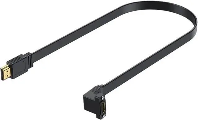 Alt view image 7 of 7 - Flat HDMI Compatible Version 2.0 Male Female Extension Cable with Fixed Screw ho/*le Chassis Panel Cable Support 4K 60Hz(F Down)