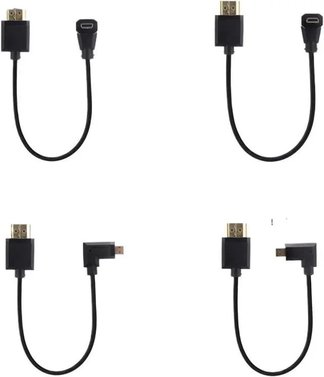 Alt view image 3 of 3 - 15CM Super Slim Up Down Left Right Angled m;ic/ro HDMI-Compatible to HDMI-2.0 Male HDTV Thin 4K HD Portable SLR Camera Short Cable(Left Angle)