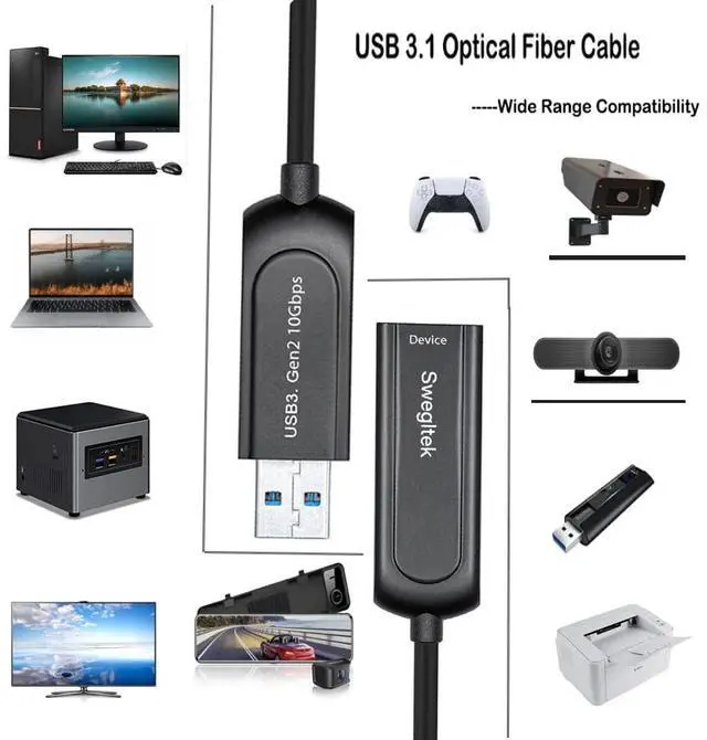 Alt view image 7 of 7 - UL CMP/Plenum & CSA FT6 Rated Jacket USB 3.1 Male Female Extension Cable 164FT Fiber Optical 10Gbps Compatible with Windows Mac OS,Linux,Industrial Camera Machine Vision,Camera,Gaming