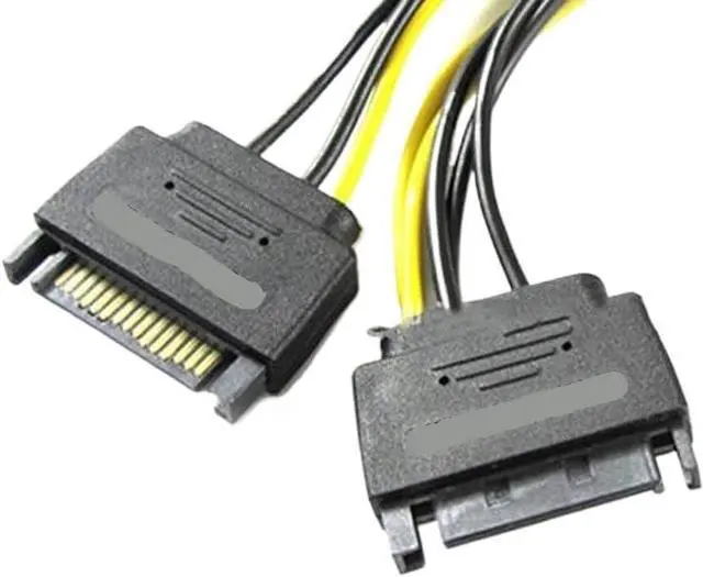 Alt view image 6 of 6 - 2pcs Dual 15Pin SATA Male to PCIe 8Pin Male PCI PCI-E Video Card Splitter Adapter Power Supply Cable