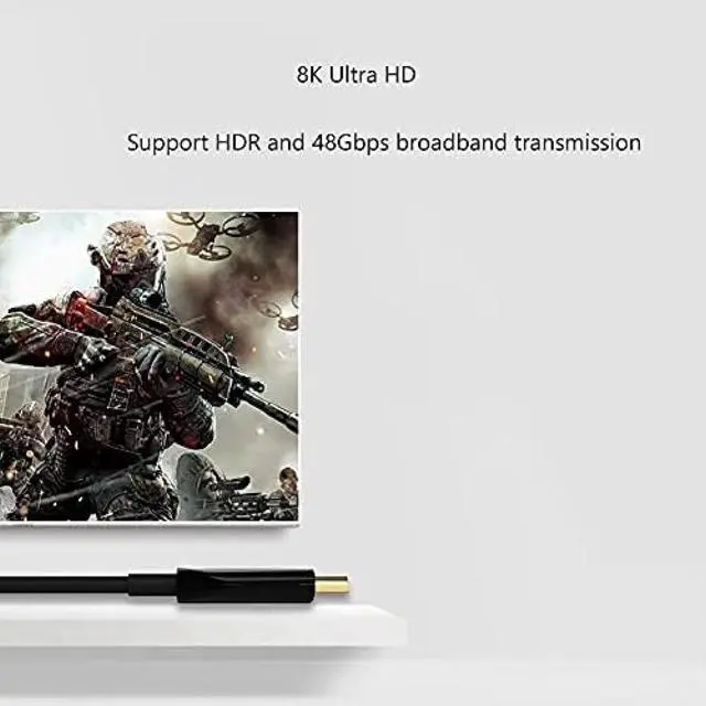 Alt view image 3 of 5 - HDMI Cable 8K 48Gbps 8K/60Hz, 4K/120Hz, Compatible with UHD TV, Blu-Ray, Monitor, 2m