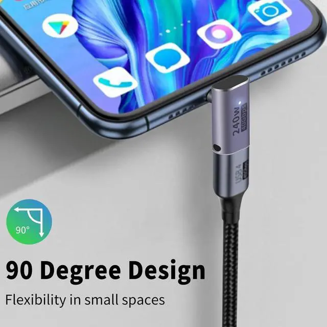 Alt view image 5 of 7 - 240W High Speed Charging Compatible, USB4 Type USB C Converter Adapter, USB Adapter, 90° Up and Down, 2 Pieces, L-Shaped, USB4.0, PD Charging, High Speed Data Transfer, 40Gbps, 8K, Video