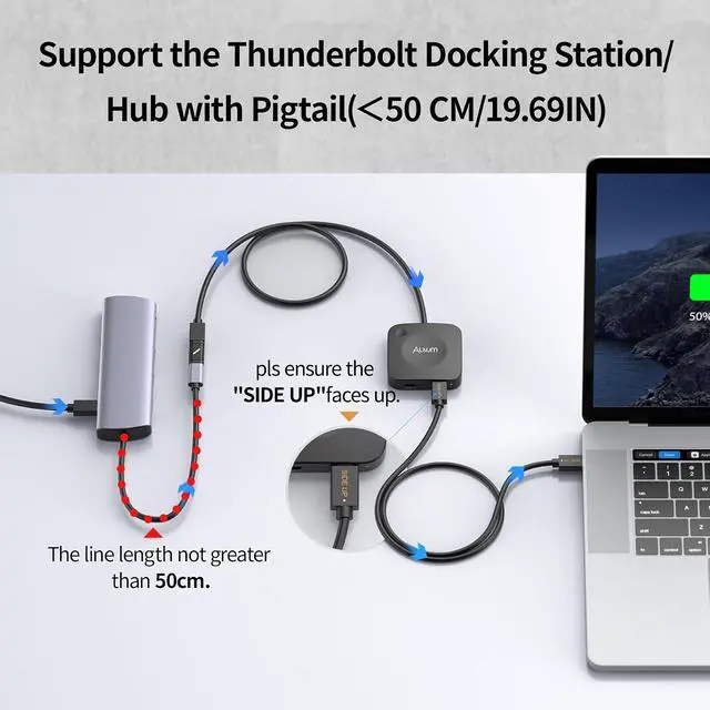 Alt view image 6 of 7 - Alxum 20Gbps USB C Switch 2 Computers, USB-C Switcher for USB-C/Thunderbolt 4 Monitor or Dock, 8K@30Hz/4K@144Hz Display, PD 3.1 140W Charging, USB-C Switch with Remote, Gaming Laptops Tablets Phones