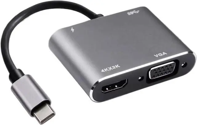 Alt view image 3 of 4 - USB C to HDMI-Compatible Adapter TY>pe C Digital AV Multiport Adapter 3 Converter to 4K 1080P for(Gray 4 in 1)
