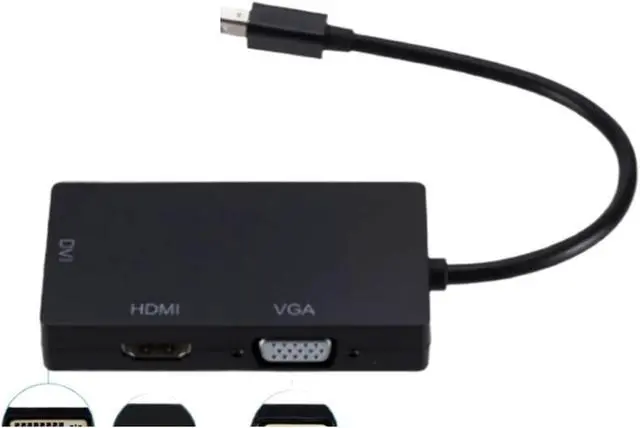 Alt view image 4 of 5 - 3 in 1 DP to HDMI DVI Converter 1080P DP Cable Adapter for Pro Air DisplayPort Projector