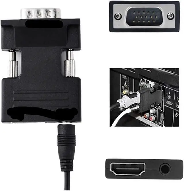 Alt view image 3 of 5 - HD 1080P PC Computer HDMI-Compatible to Video Converter 3.5mm Ja-ck Female to Male Adapter for TV Box M>oni>tor